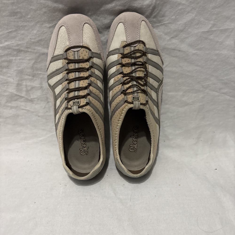 Skechers Women's 7.5 Brown Leather Athletic Sneaker Walk Hike‎ Shoes